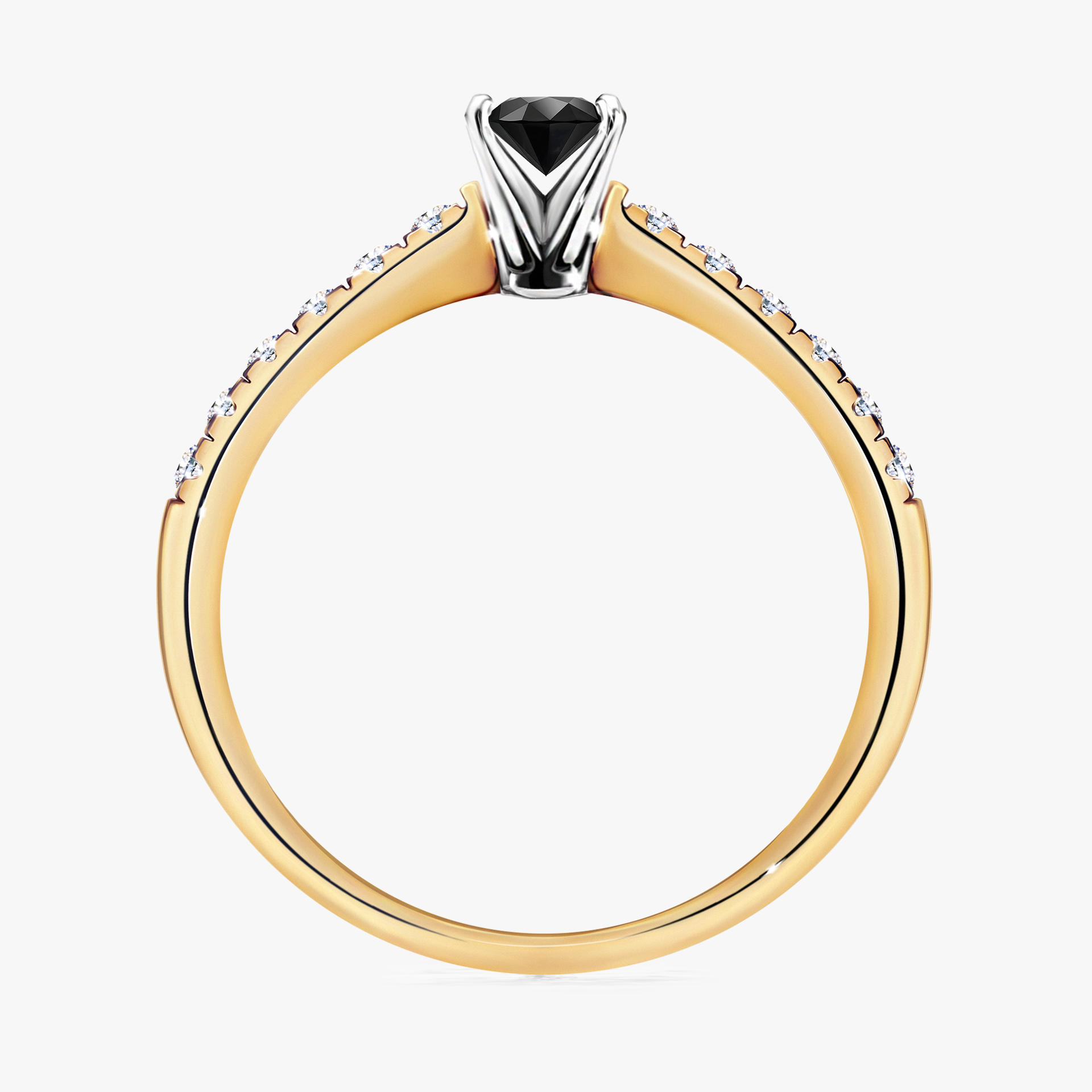 Pierścionek zaręczynowy My Sunshine z żółtego złota z czarnym diamentem 0,24ct